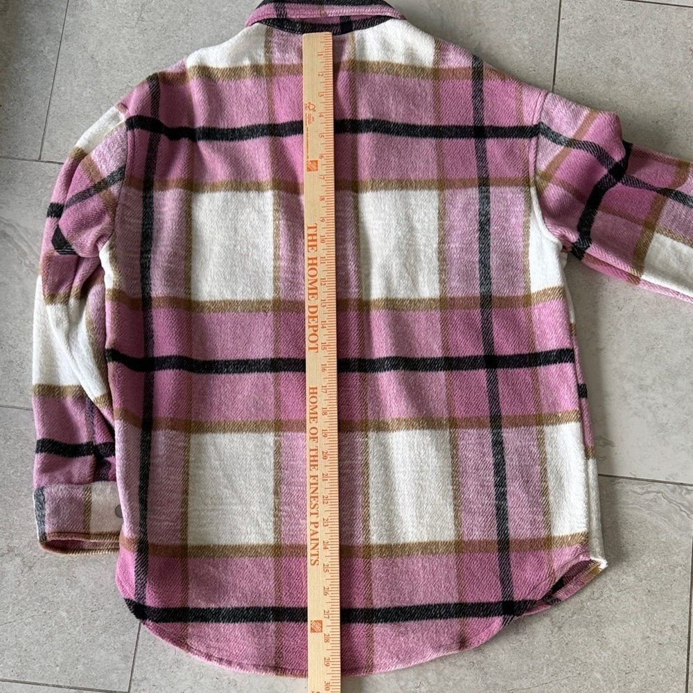 Staccato Pink and White Plaid Button-Up Flannel Shirt size S - Picture 6 of 9